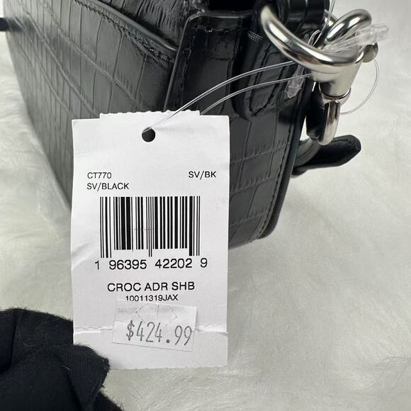 Coach Andrea Shoulder Bag In Crocodile-embossed Leather Black CT770 NWT - Picture 5 of 10